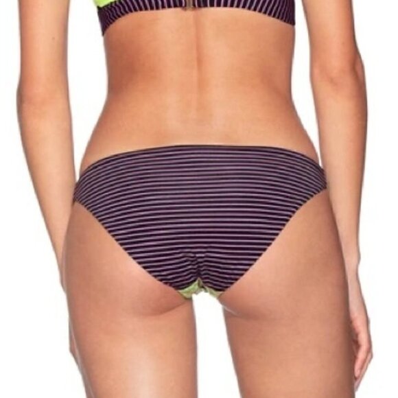 Maaji Reversible Neon Floral Stripe Bikini Bottoms - Picture 6 of 7